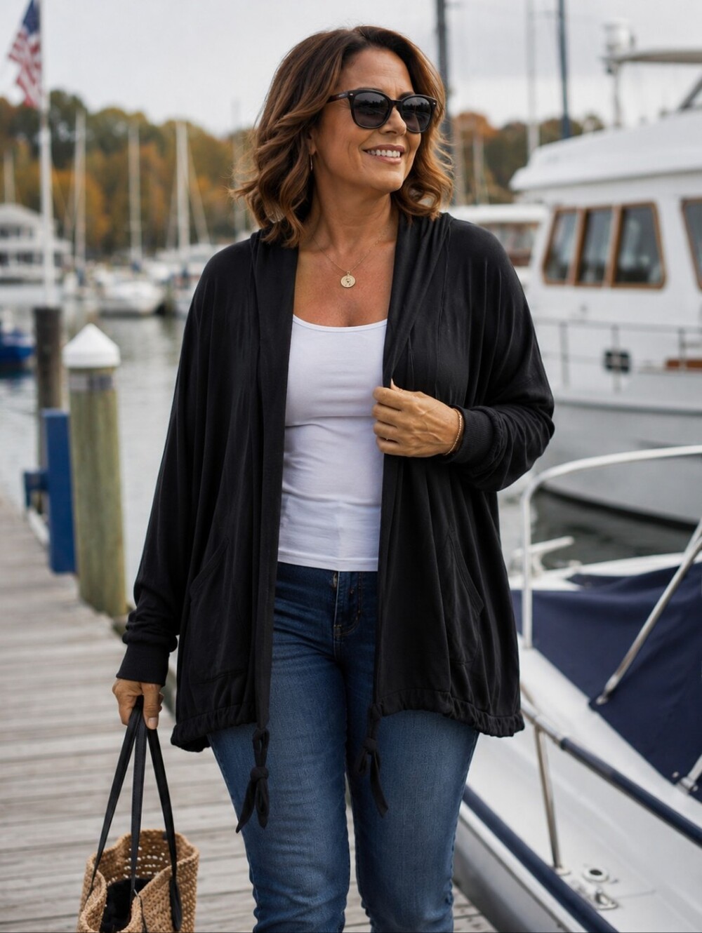 TORRID Women's Open Front Hooded Cardigan Black Knit Plus Sz 2 (US 2X)